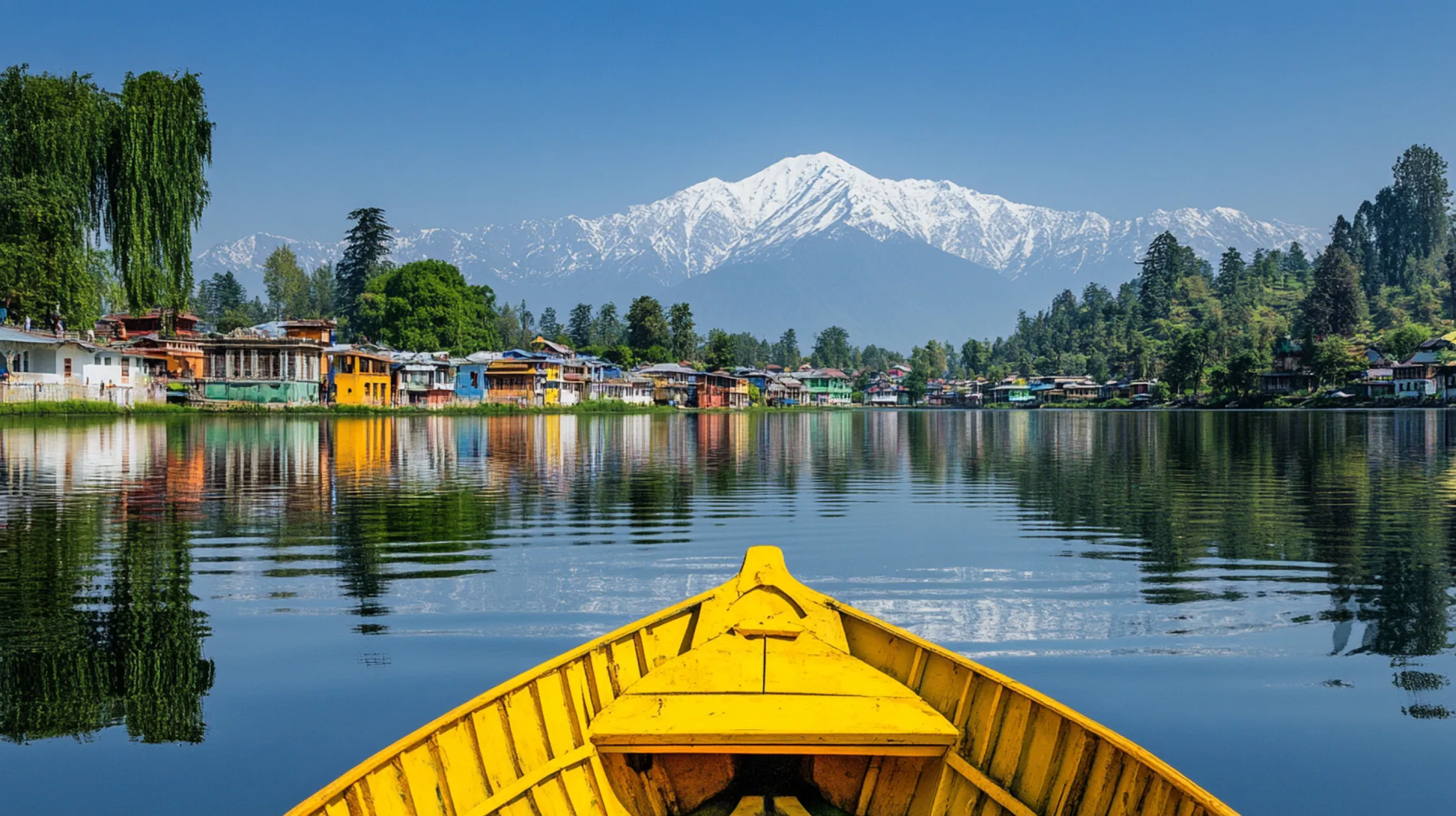 beautiful boat dal lake kashmir
