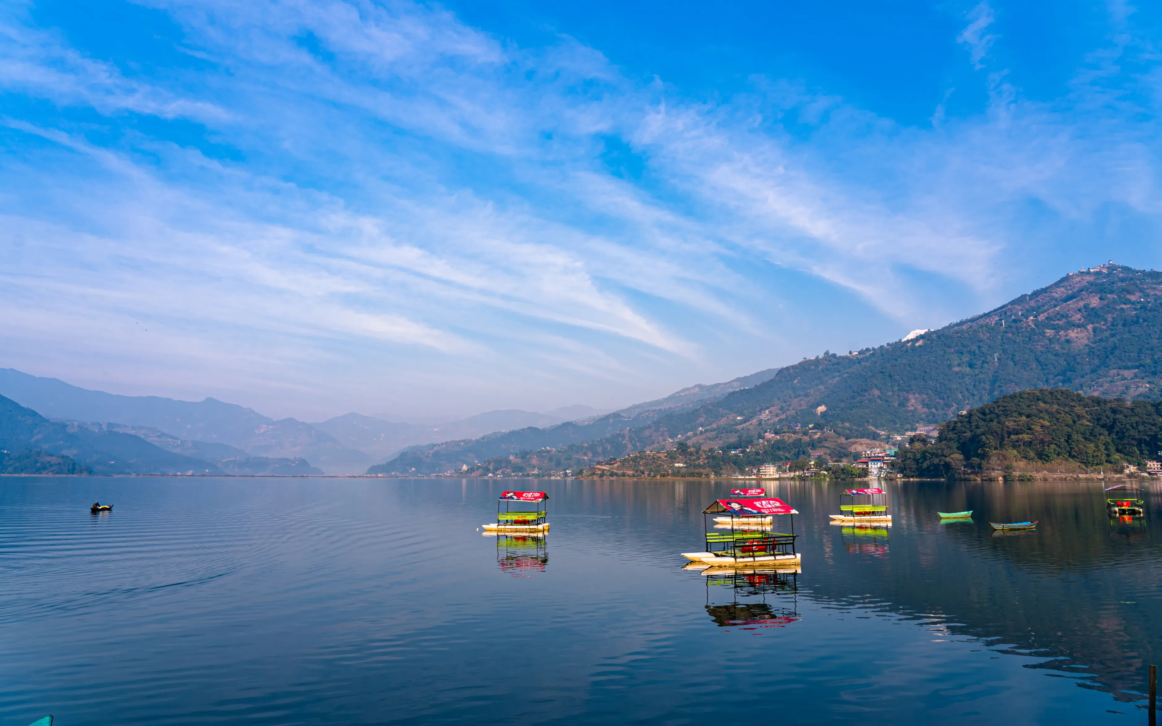 landscape view phewa lake pokhara nepal