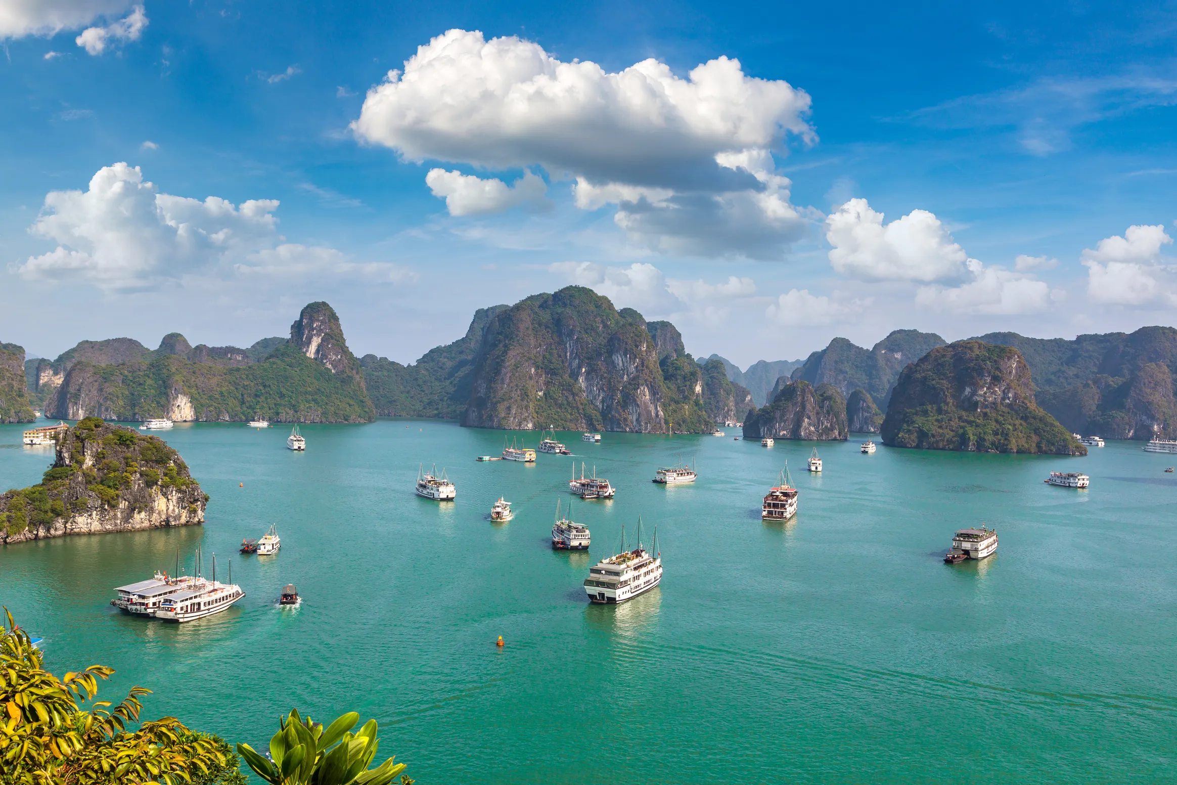 panoramic aerial view halong bay vietnam